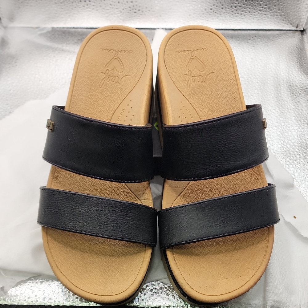 REEF cuchion Black Slide Sandals